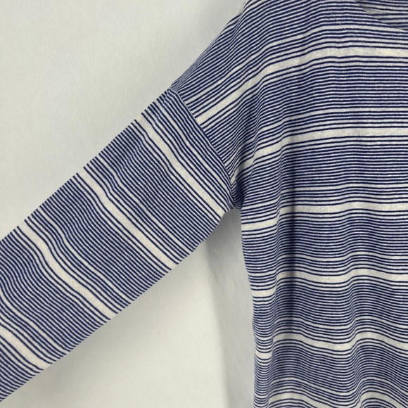 Habitat Shirt Womens Large Blue White Striped Linen Blend Classic Comfort - Picture 3 of 10